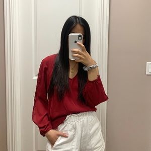 TOBI V-Neck Open-Sleeve Blouse
